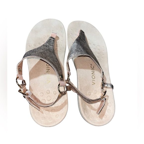 Vionic Kirra Rose Gold Metallic Comfort Sandals Size 9 - Picture 3 of 5